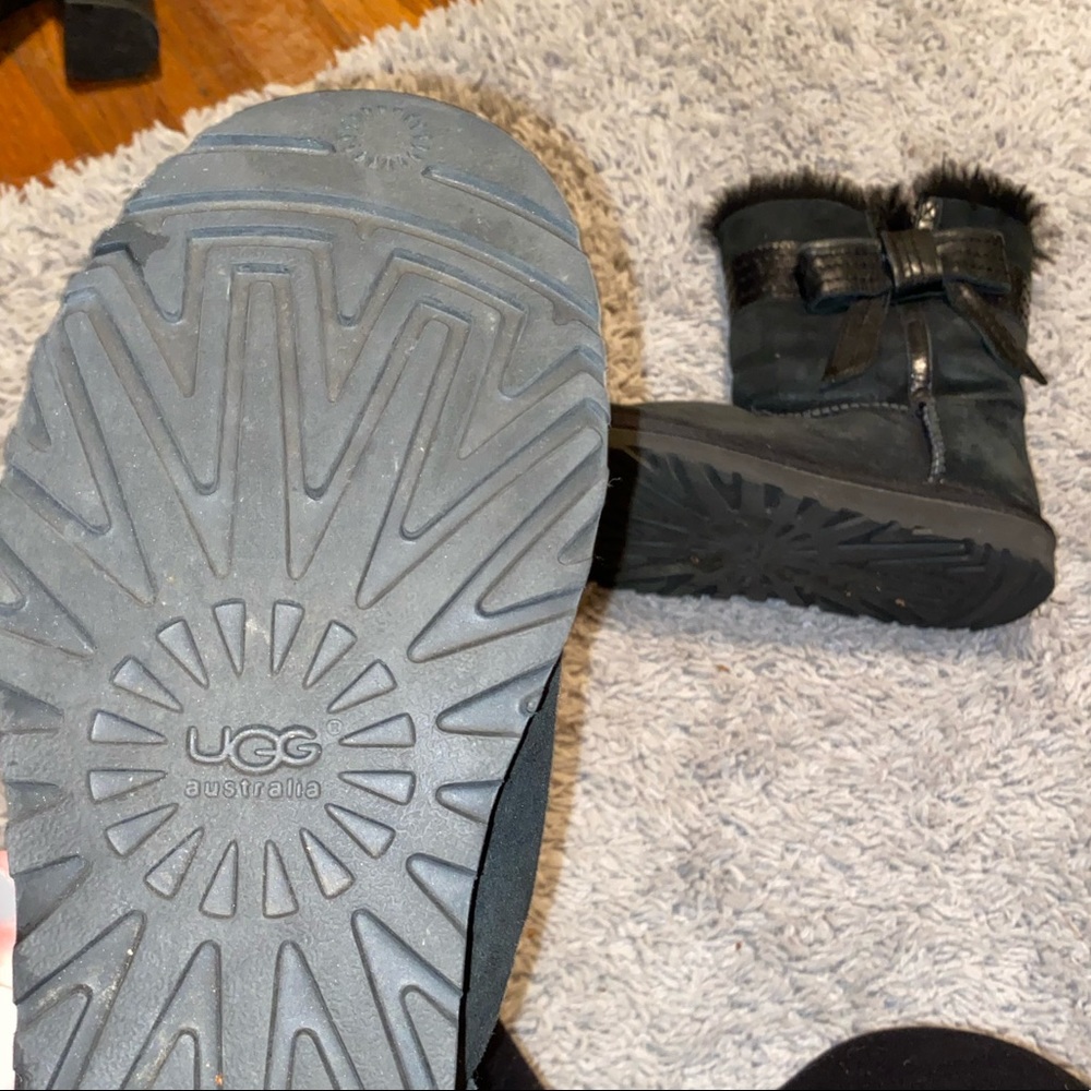 Black Uggs with Leather Bow